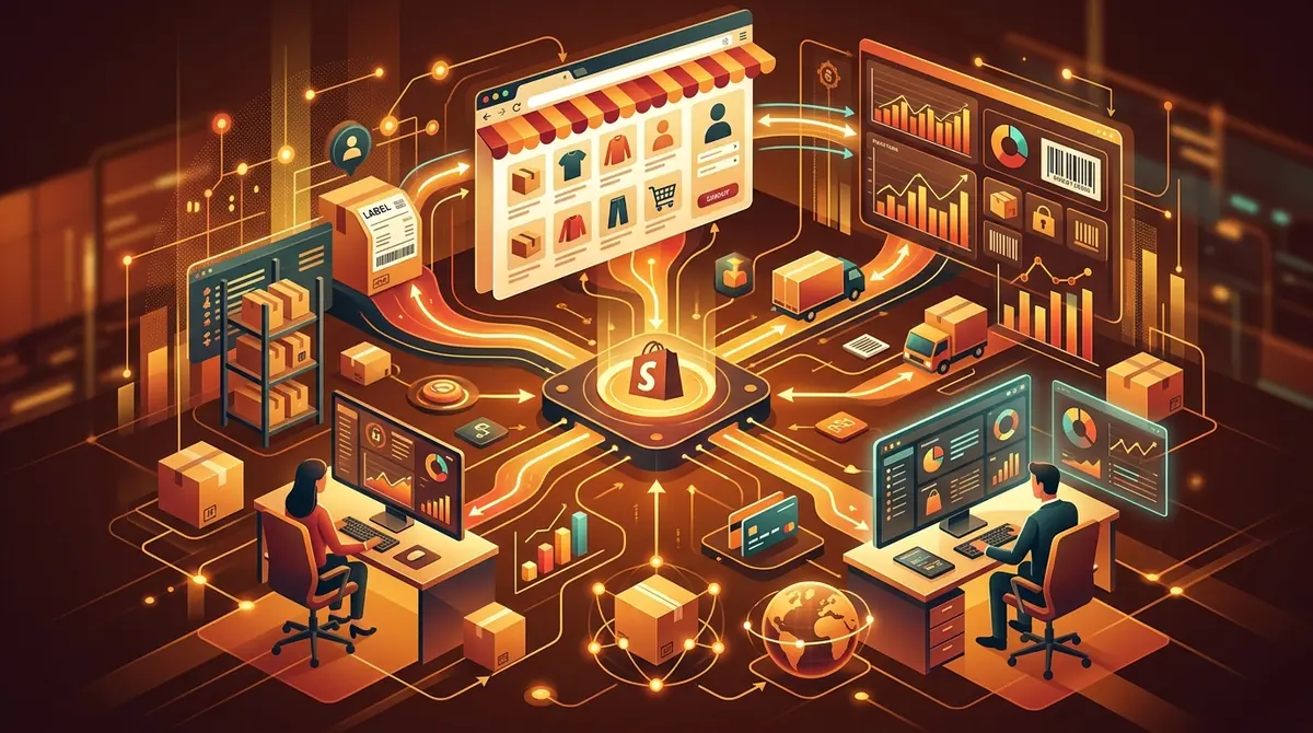 E-commerce store dashboard with product listings and stock counts