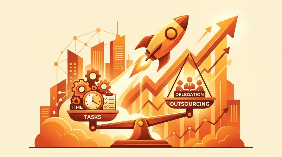 Business growth chart showing return from outsourced admin work