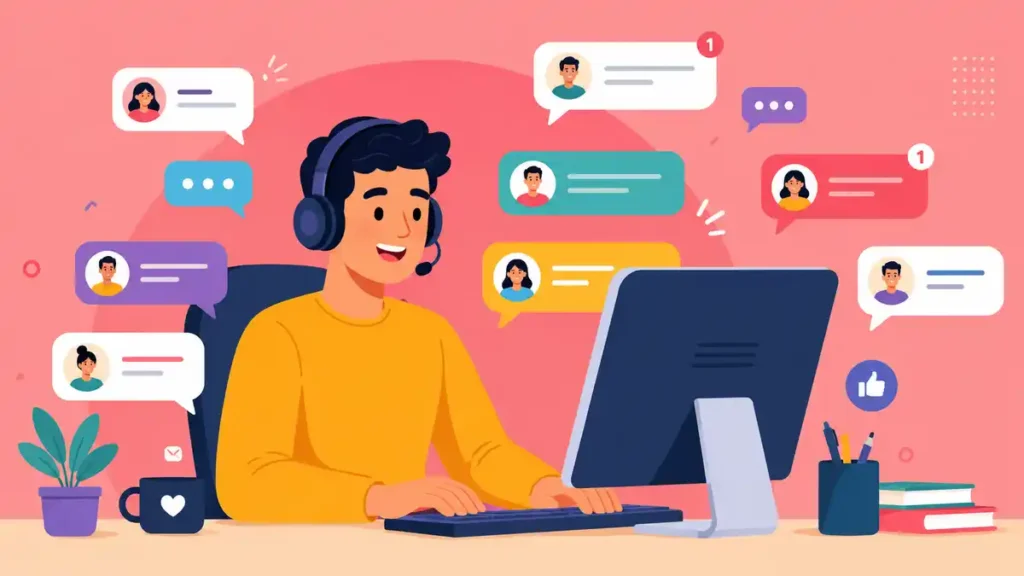 A virtual assistant for social media managing accounts on a laptop and phone