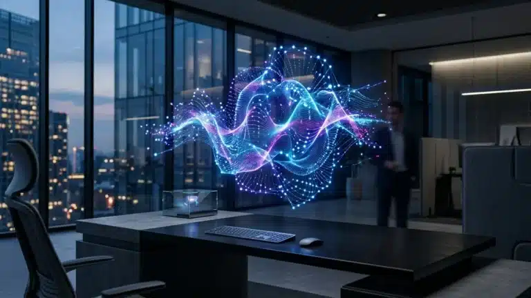 AI virtual assistant automating business workflows on a digital interface